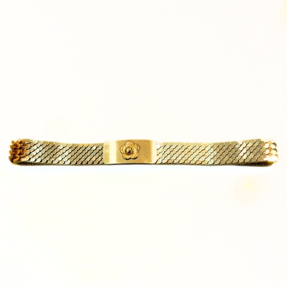 Vintage Gold Stretch Belt with a Floral Clasp One Size - Picture 4 of 5